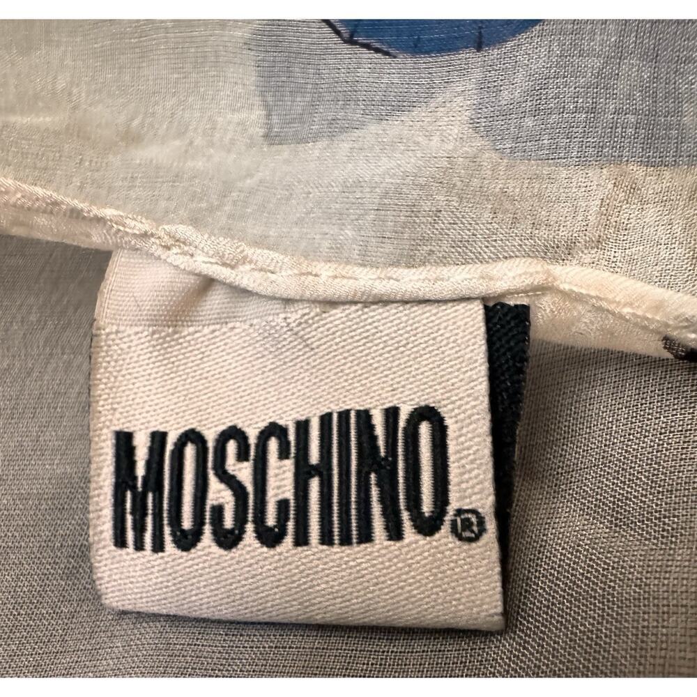 Moschino Silk Scarf Black/White Ombré Butterfly Italy Made 68 by 25 - Picture 4 of 5